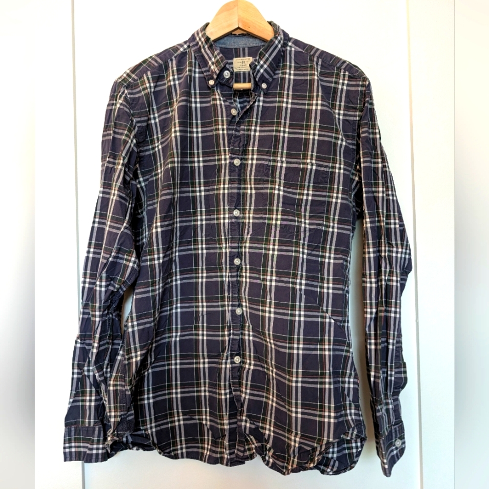J. Crew 2-ply Cotton Plaid Shirt, Blue